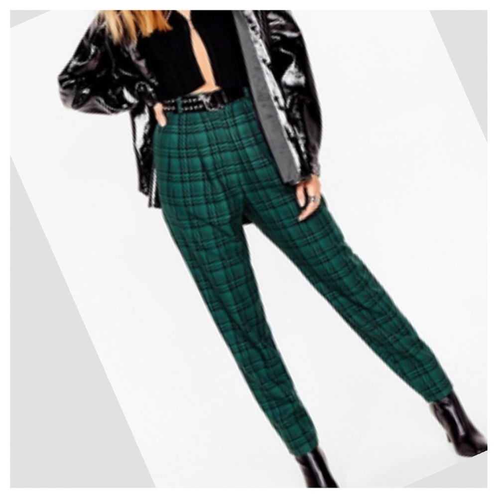 Check Pleated Front Tapered Trouser